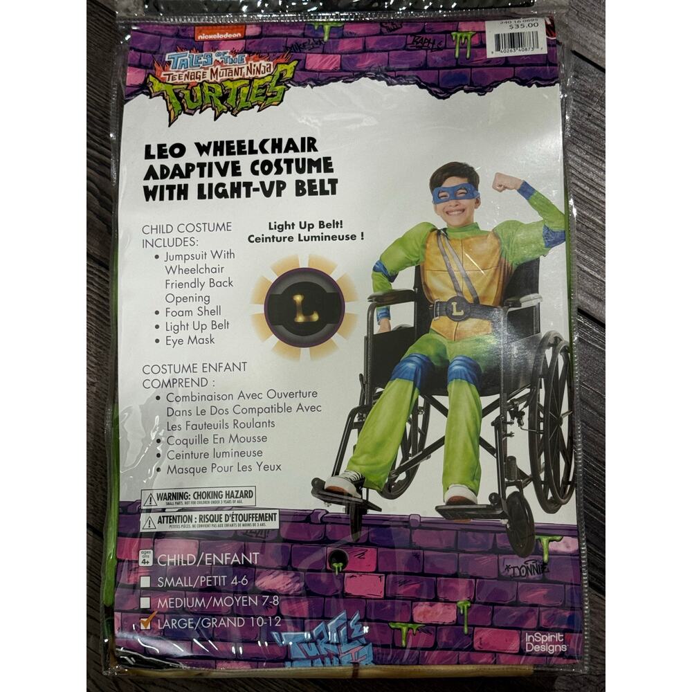 Teenage Mutant Ninja Turtles Leo Wheelchair Costume with Light Up Belt NWT